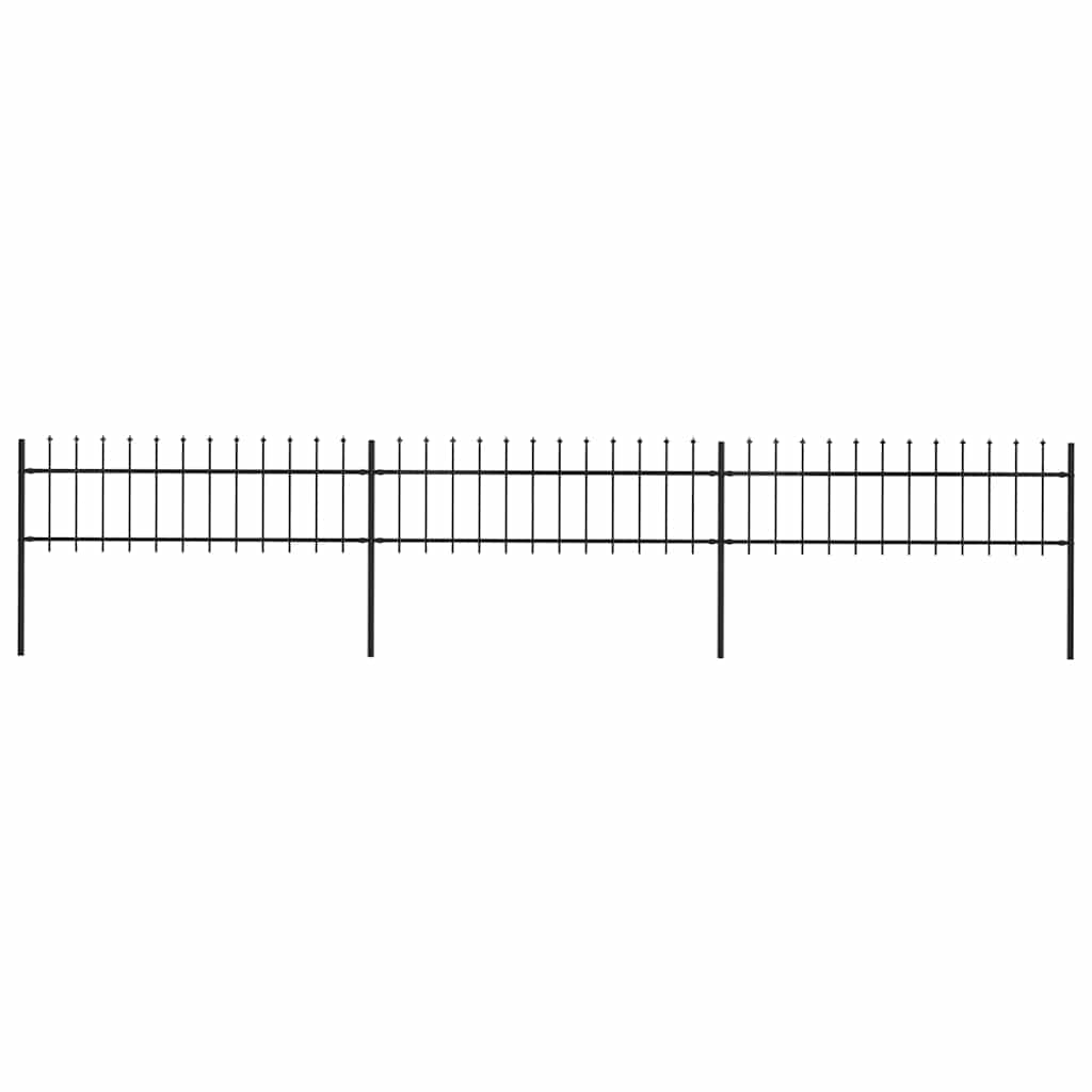 Recinzione da Giardino con Punte a Lancia in Acciaio 537x60 cm Nero