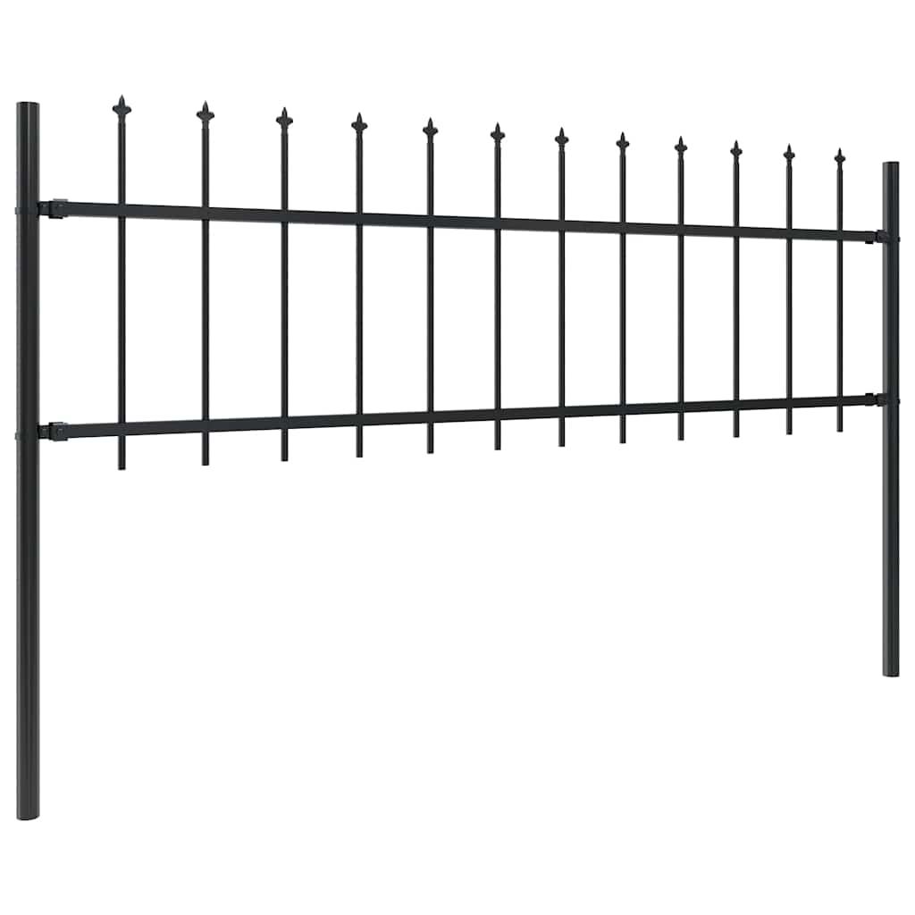 Recinzione da Giardino in Acciaio con Punte a Lancia 892,5x60 cm Nero