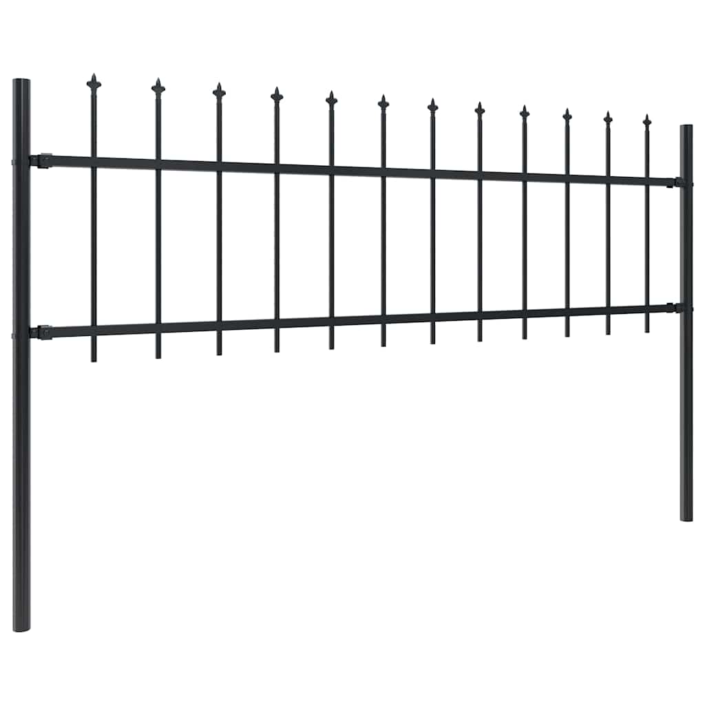 Recinzione da Giardino con Punta a Lancia in Acciaio 1070x60 cm Nero