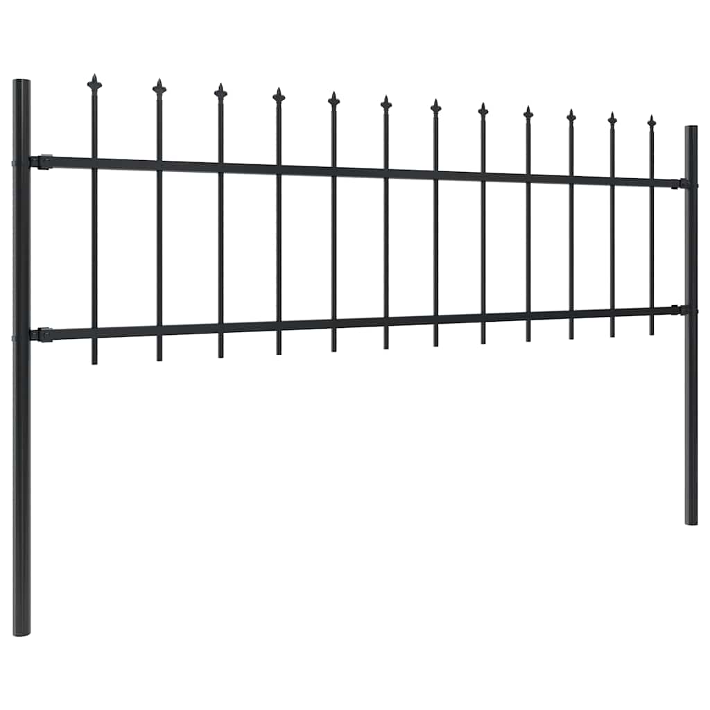 Recinzione da Giardino con Punta a Lancia in Acciaio 1603,5x60 cm Nero