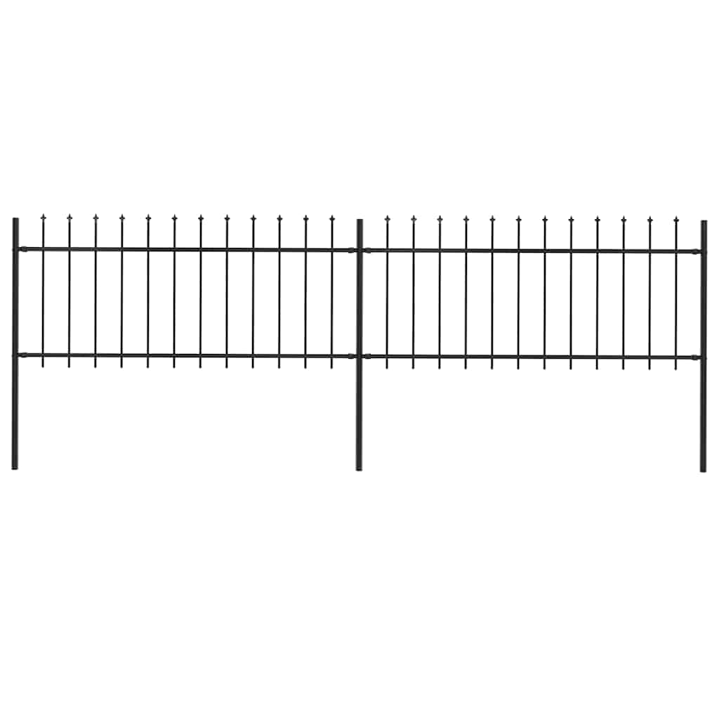 Recinzione da Giardino con Punta a Lancia in Acciaio 359x80 cm Nero