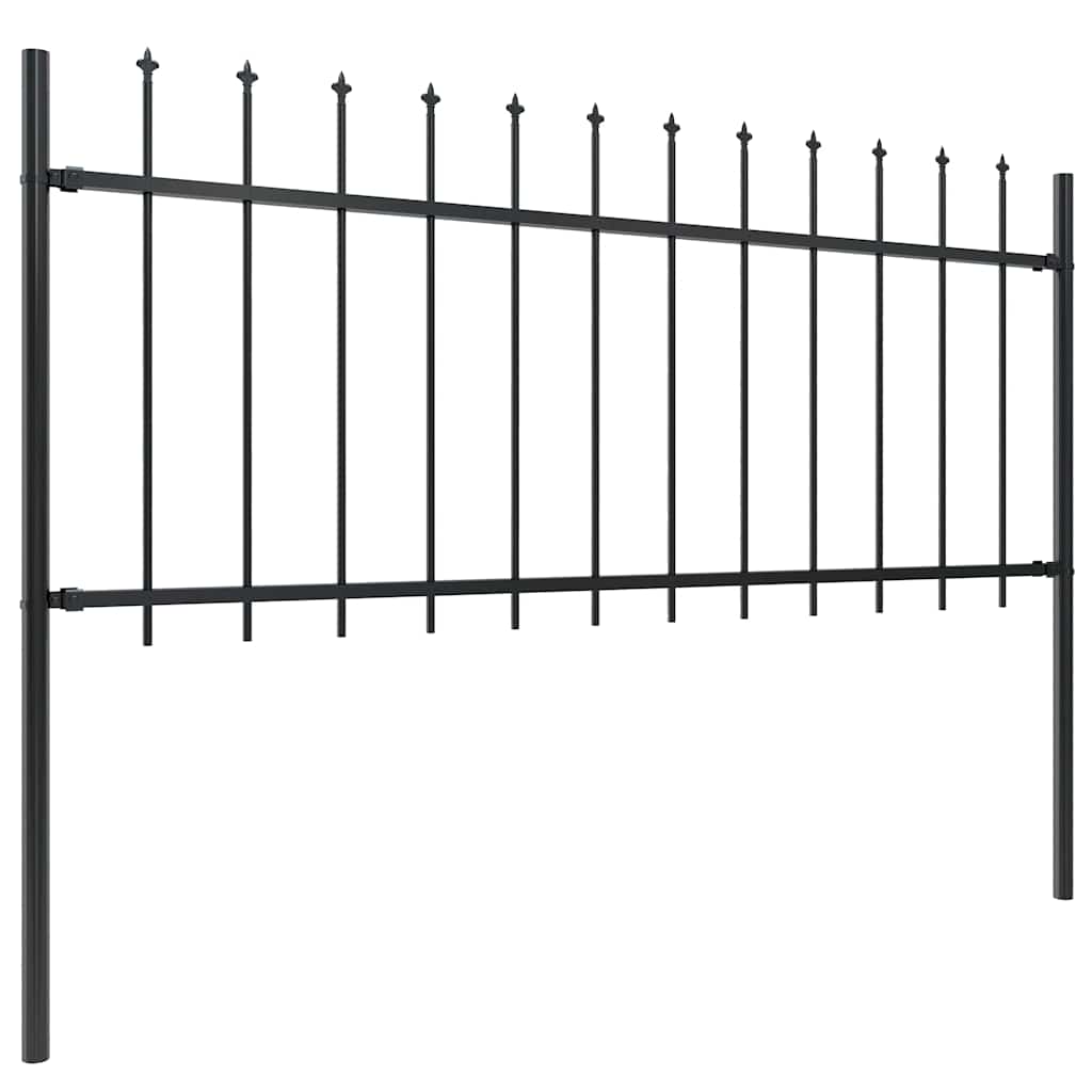 Recinzione da Giardino con Punta a Lancia in Acciaio 359x80 cm Nero