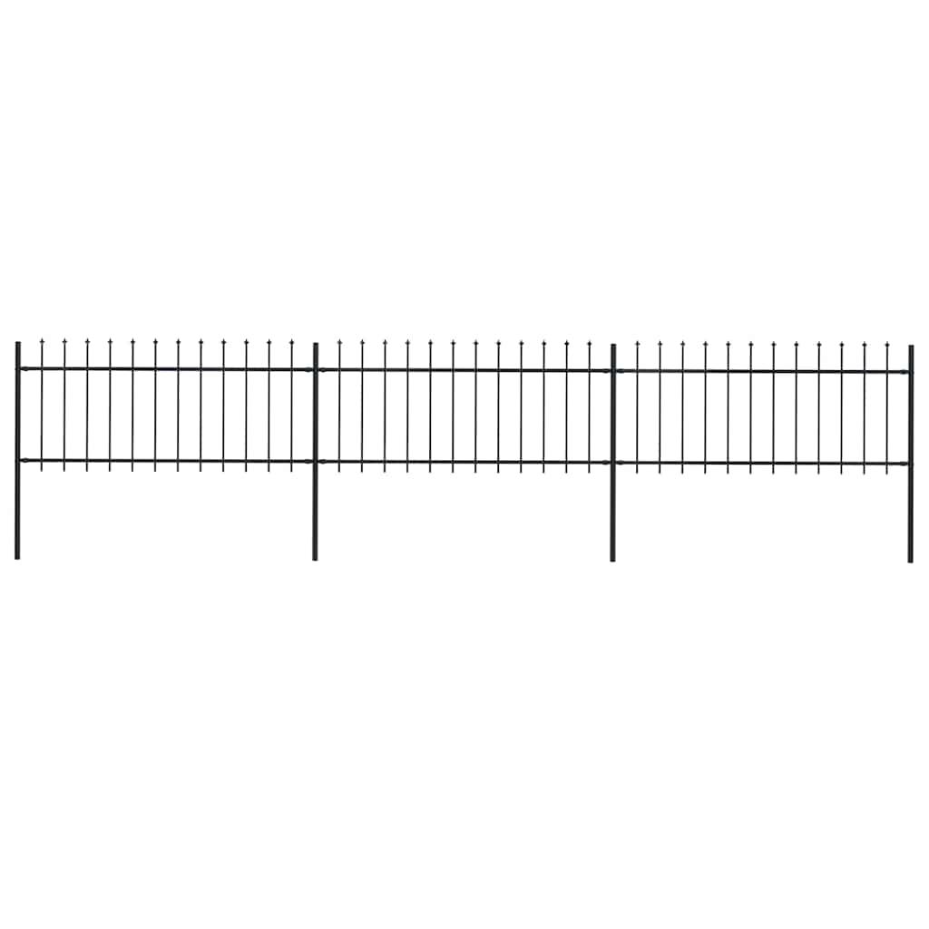 Recinzione da Giardino con Punta a Lancia in Acciaio 537x80 cm Nero