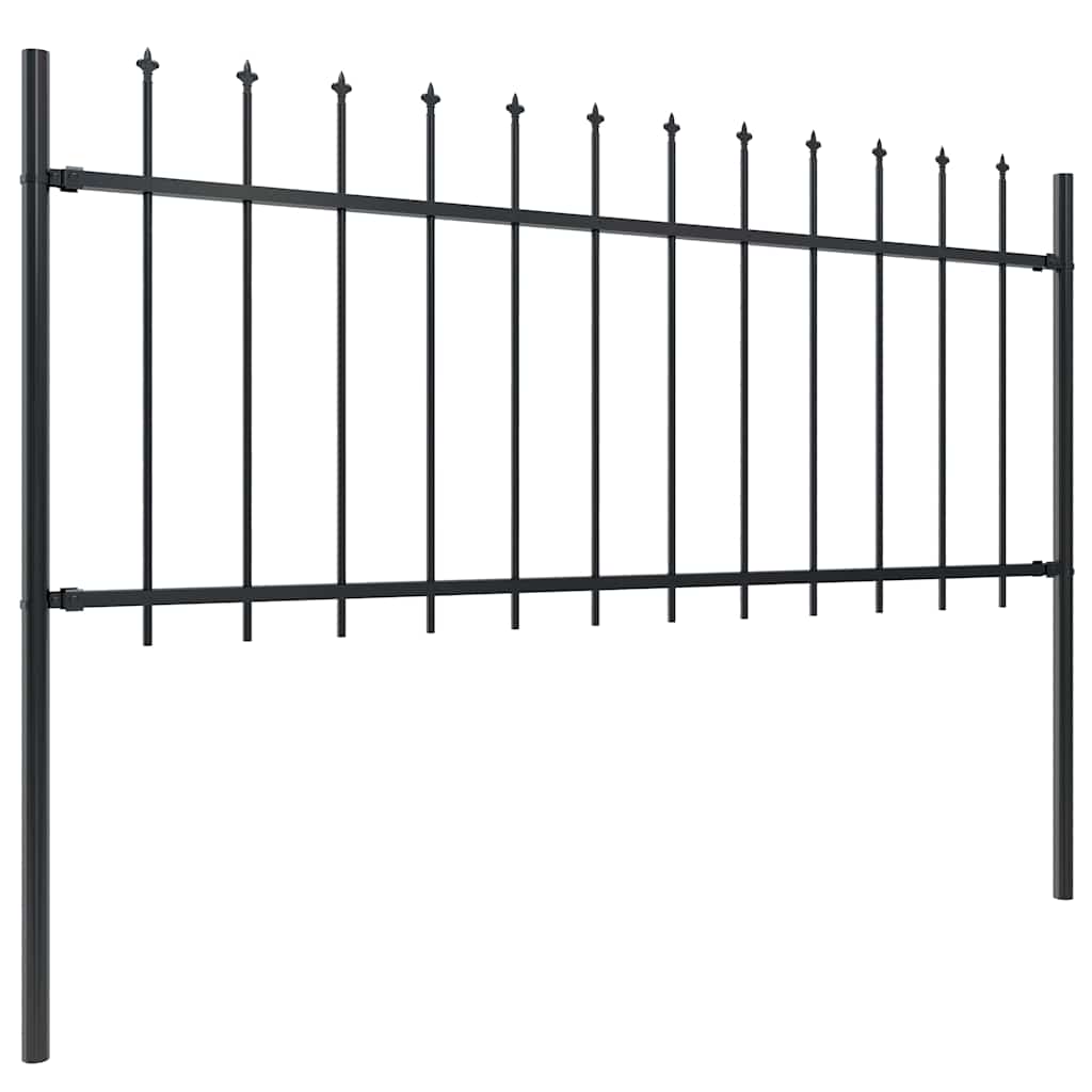 Recinzione da Giardino con Punta a Lancia in Acciaio 1248x80 cm Nero