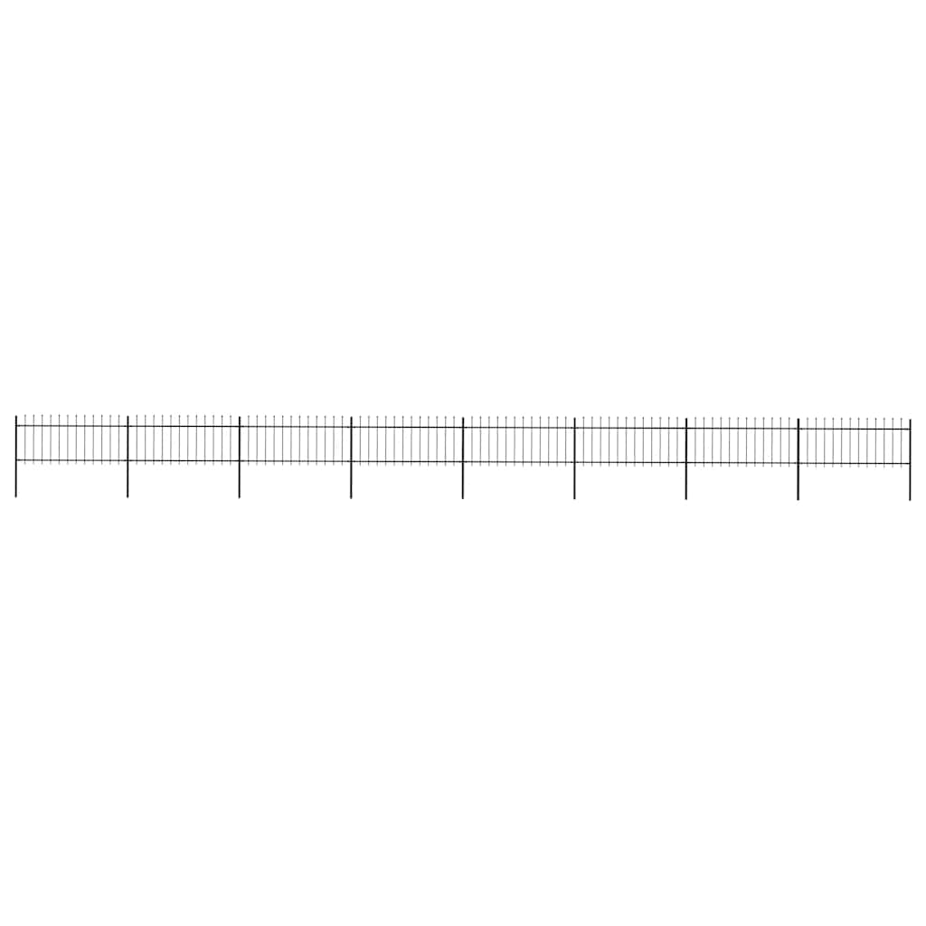 Recinzione da Giardino con Punta a Lancia in Acciaio 1426x80 cm Nero