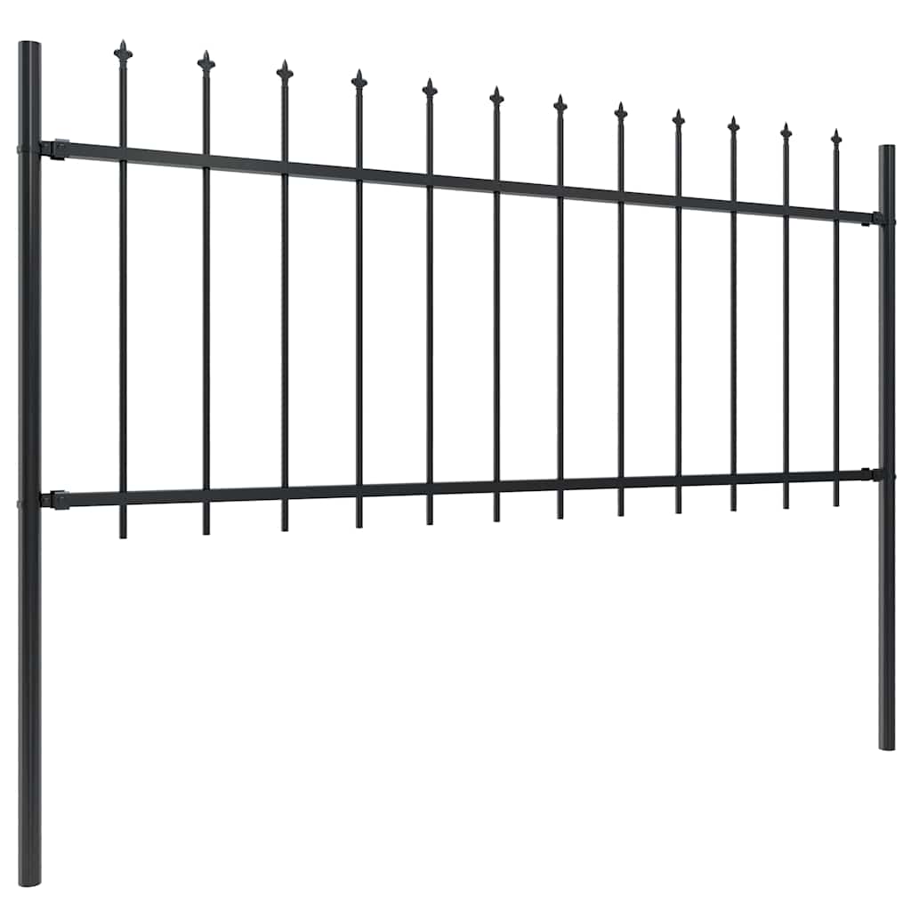 Recinzione da Giardino con Punta a Lancia in Acciaio 1426x80 cm Nero