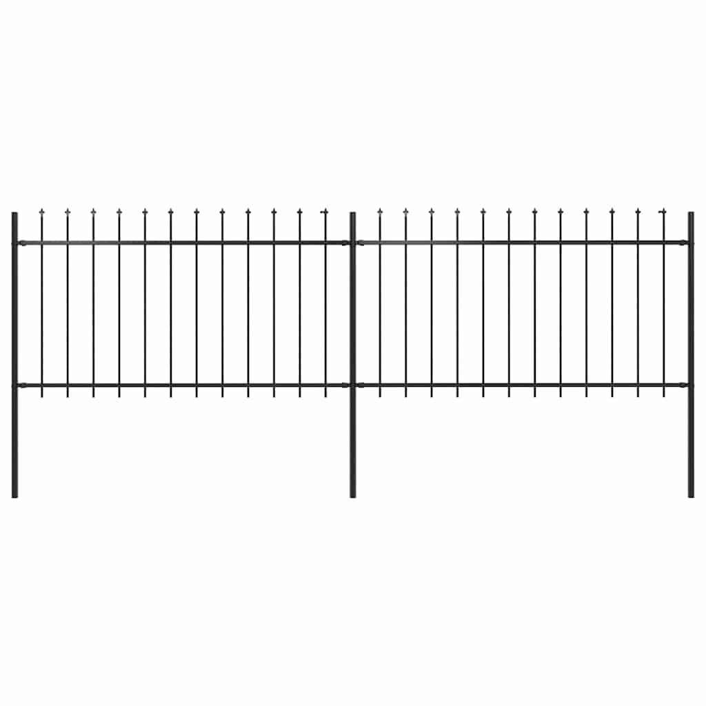 Recinzione da Giardino con Punte a Lancia in Acciaio 359x100 cm Nero