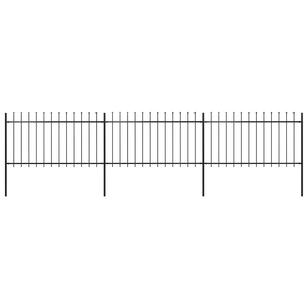 Recinzione da Giardino con Punta a Lancia in Acciaio 537x100 cm Nera
