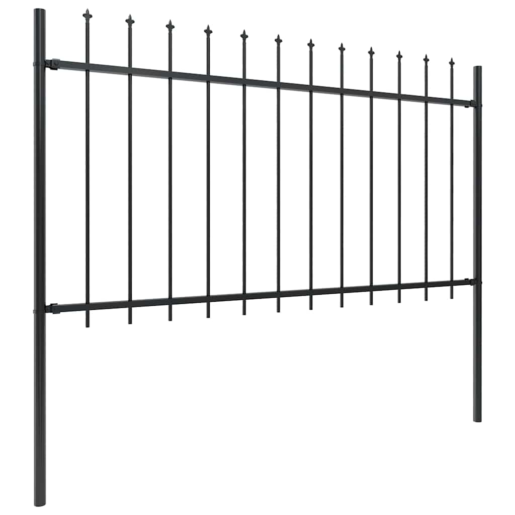 Recinzione da Giardino con Punta a Lancia in Acciaio 537x100 cm Nera