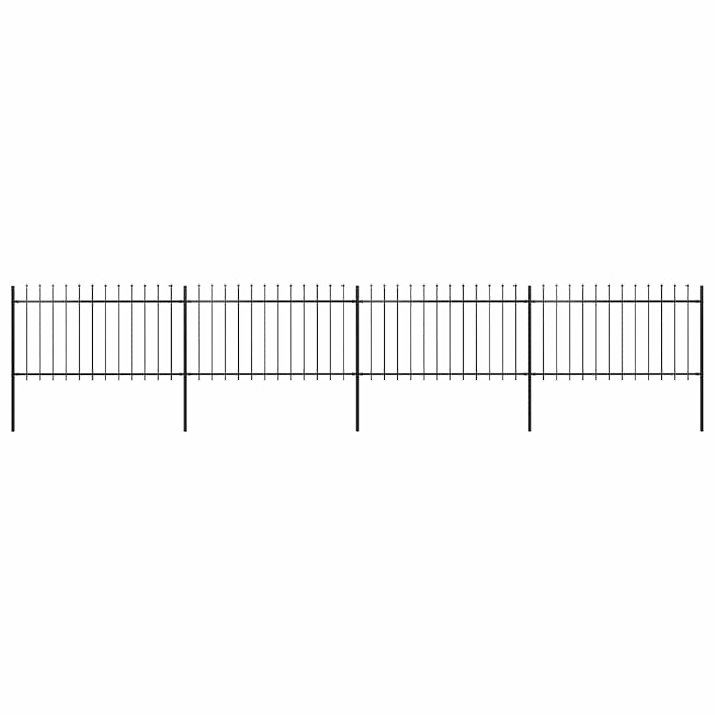 Recinzione da Giardino con Punta a Lancia in Acciaio 714,5x100 cm Nero