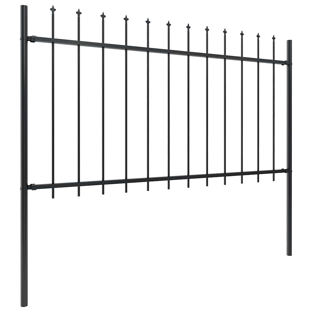 Recinzione da Giardino con Punta a Lancia in Acciaio 714,5x100 cm Nero