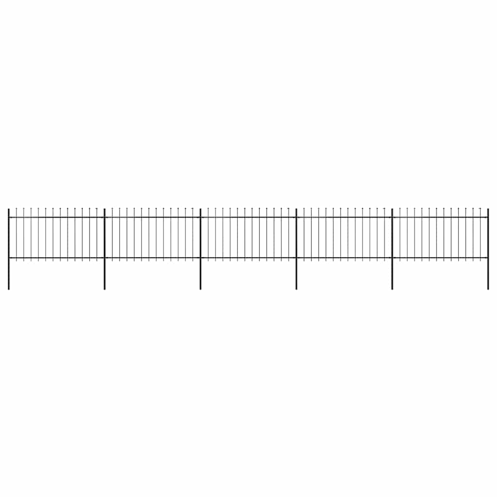 Recinzione da Giardino con Punta a Lancia in Acciaio 892,5x100 cm Nero