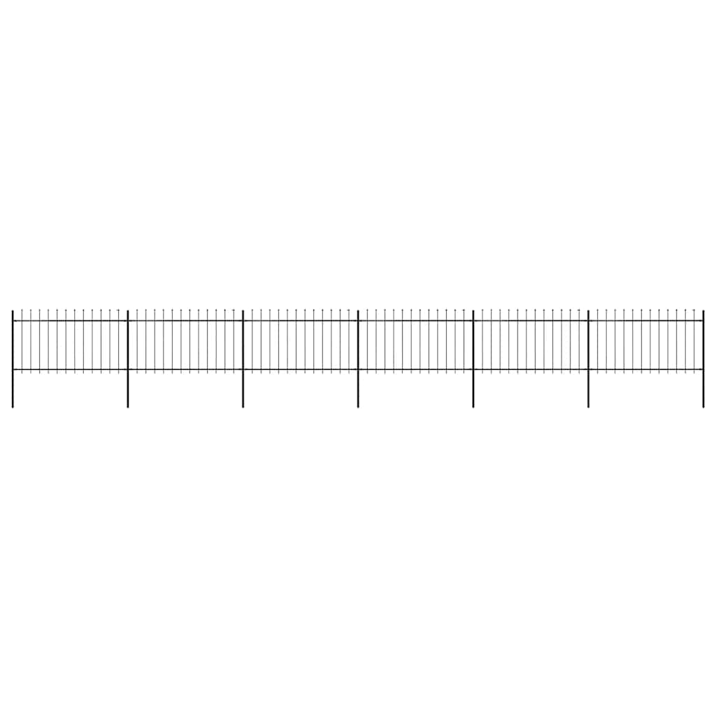 Recinzione da Giardino con Punta a Lancia in Acciaio 1070x100 cm Nera