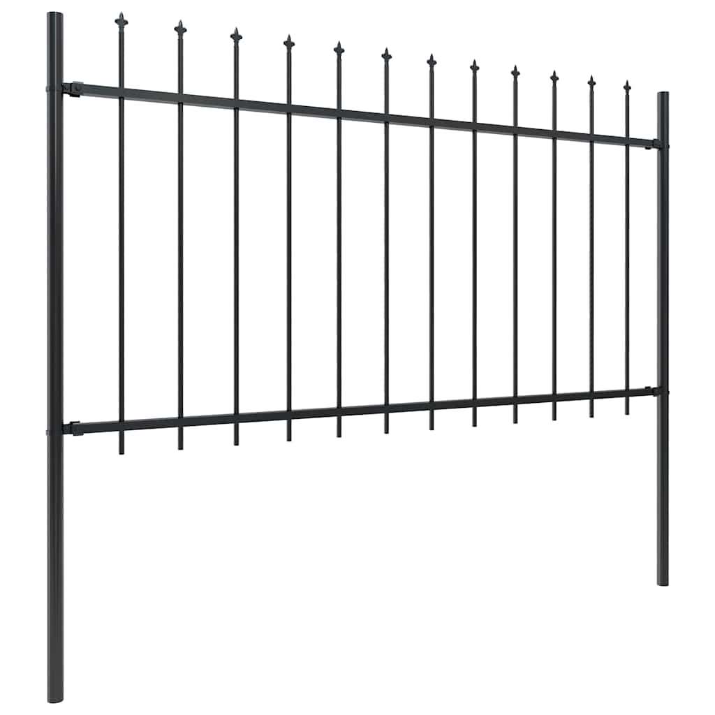 Recinzione da Giardino in Acciaio con Punte a Lancia 1426x100 cm Nera
