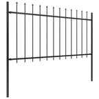 Recinzione da Giardino in Acciaio con Punte a Lancia 1426x100 cm Nera