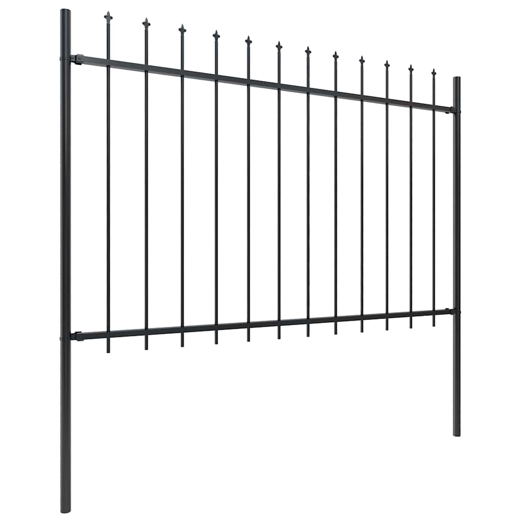 Recinzione Giardino in Acciaio con Punta a Lancia 3,4 x 1,2 m Nera