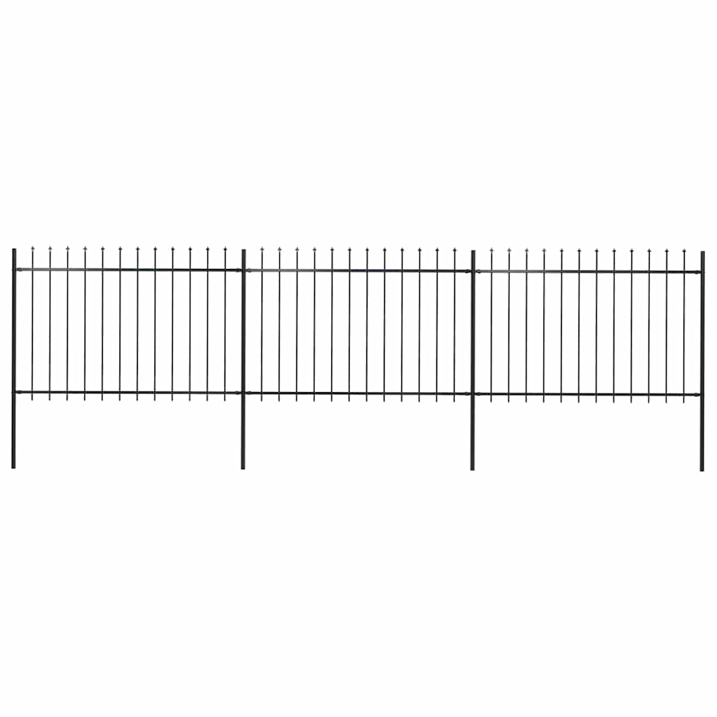 Recinzione da Giardino con Punta a Lancia in Acciaio 537x120 cm Nero