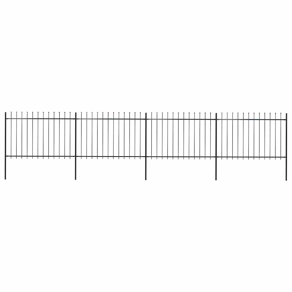 Recinzione da Giardino con Punta a Lancia in Acciaio 714,5x120 cm Nero