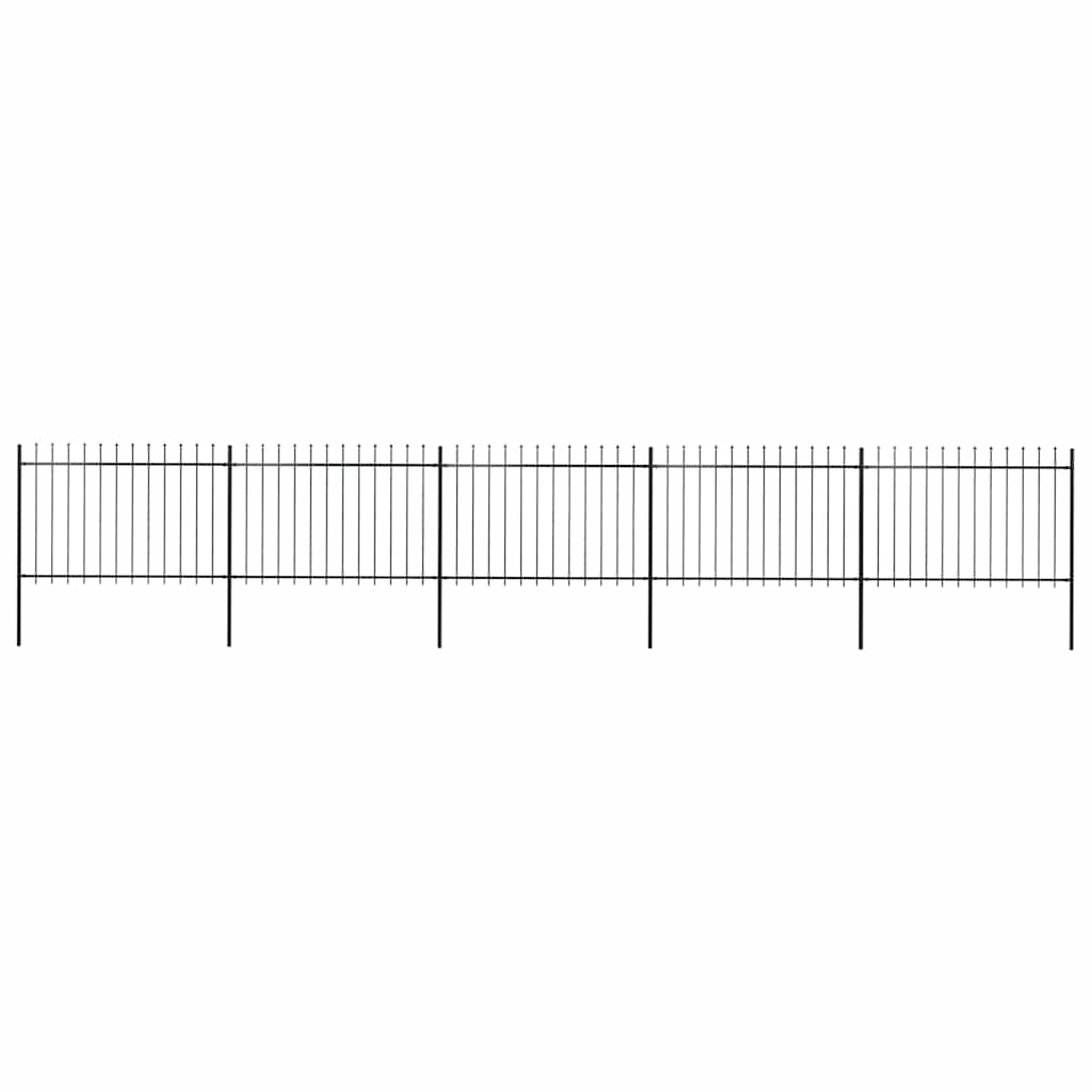 Recinzione da Giardino con Punta a Lancia in Acciaio 892,5x120 cm Nero