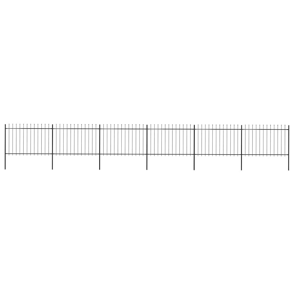 Recinzione da Giardino con Punta a Lancia in Acciaio 1070x120 cm Nero
