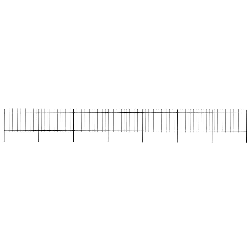 Recinzione da Giardino con Punta a Lancia in Acciaio 1248x120 cm Nero