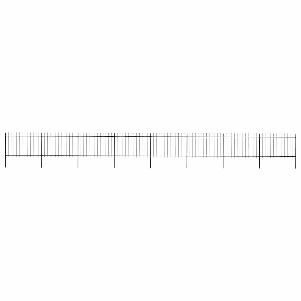 Recinzione da Giardino con Punta a Lancia in Acciaio 1426x120 cm Nero