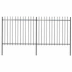 Recinzione da Giardino con Punte a Lancia in Acciaio 359x150 cm Nero