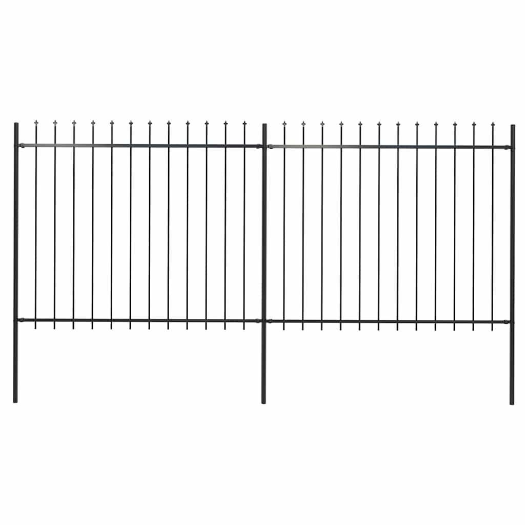 Recinzione da Giardino con Punte a Lancia in Acciaio 359x150 cm Nero