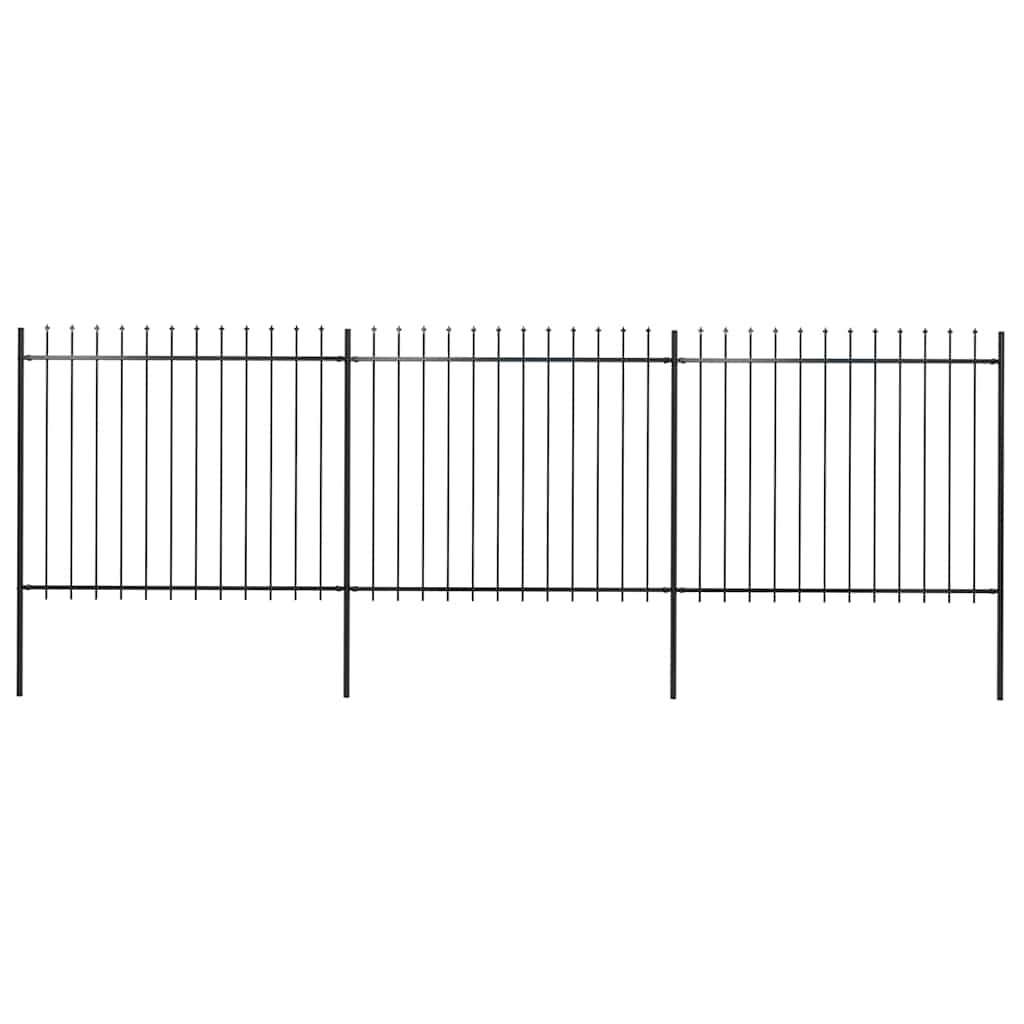 Recinzione da Giardino con Punta a Lancia in Acciaio 537x150 cm Nero