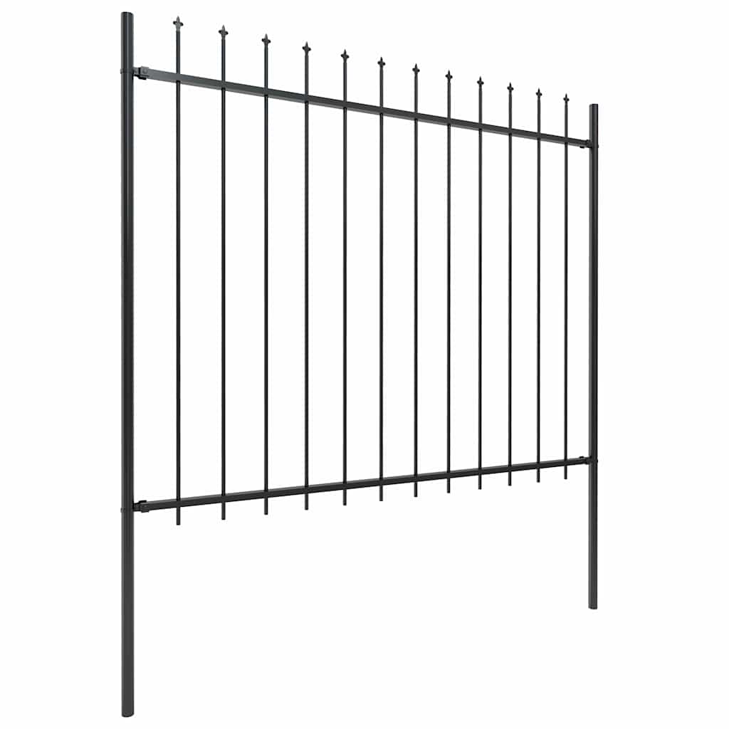 Recinzione da Giardino con Punta a Lancia in Acciaio 537x150 cm Nero