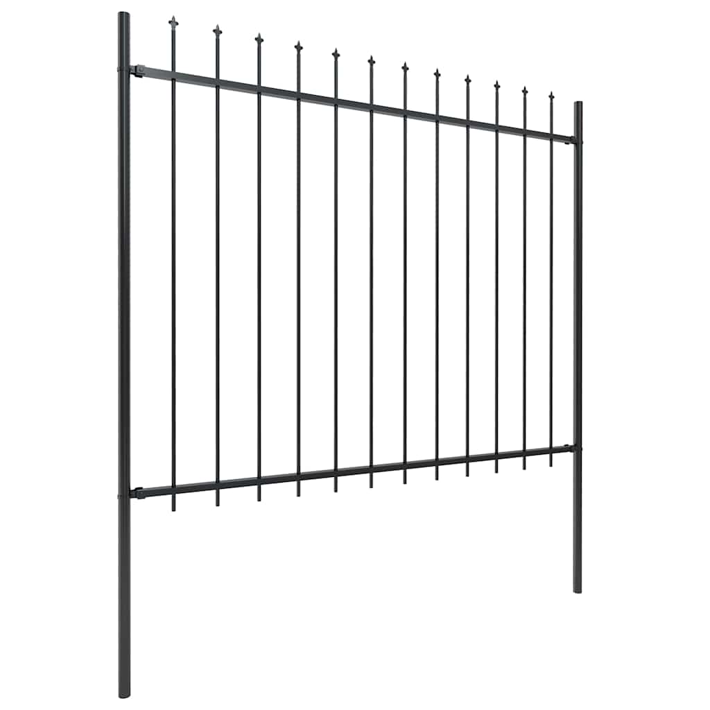 Recinzione da Giardino in Acciaio con Punte a Lancia 714,5x150 cm Nero