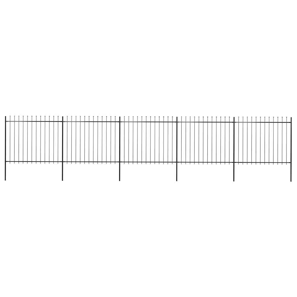 Recinzione da Giardino con Punta a Lancia in Acciaio 850x150 cm Nero