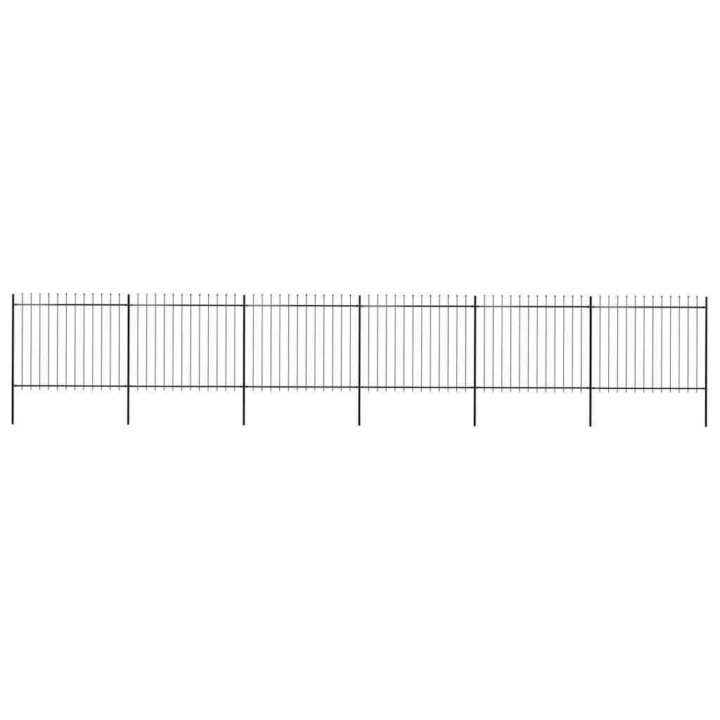 Recinzione da Giardino con Punta a Lancia in Acciaio 1070x150 cm Nero