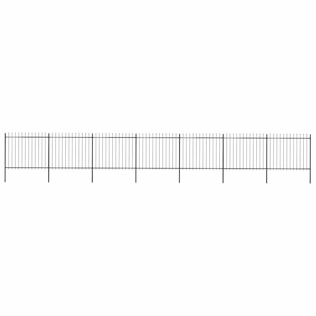 Recinzione da Giardino con Punta a Lancia in Acciaio 1248x150 cm Nero