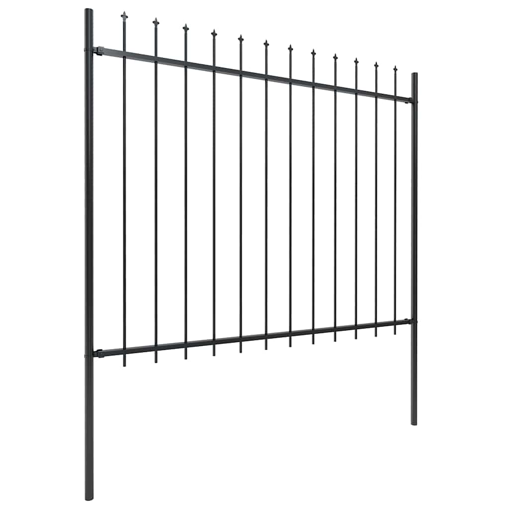 Recinzione da Giardino con Punta a Lancia in Acciaio 1248x150 cm Nero