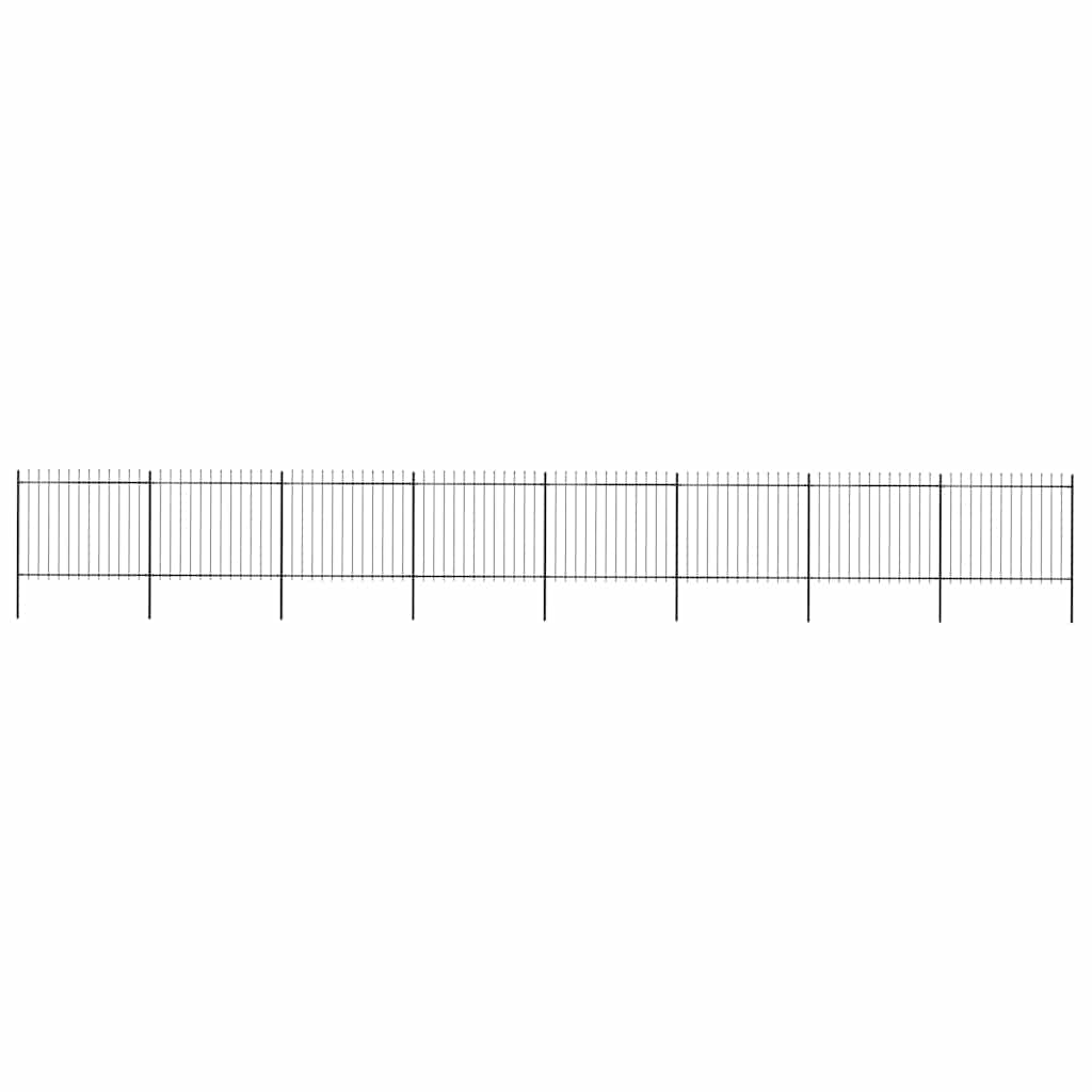 Recinzione da Giardino con Punta a Lancia in Acciaio 1426x150 cm Nero