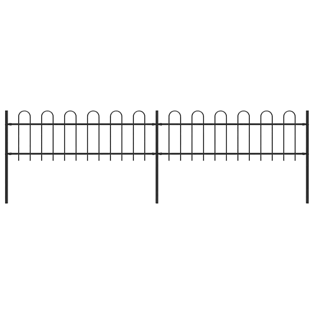 Recinzione da Giardino in Acciaio con Parte Superiore ad Anello 359x60 cm Nero