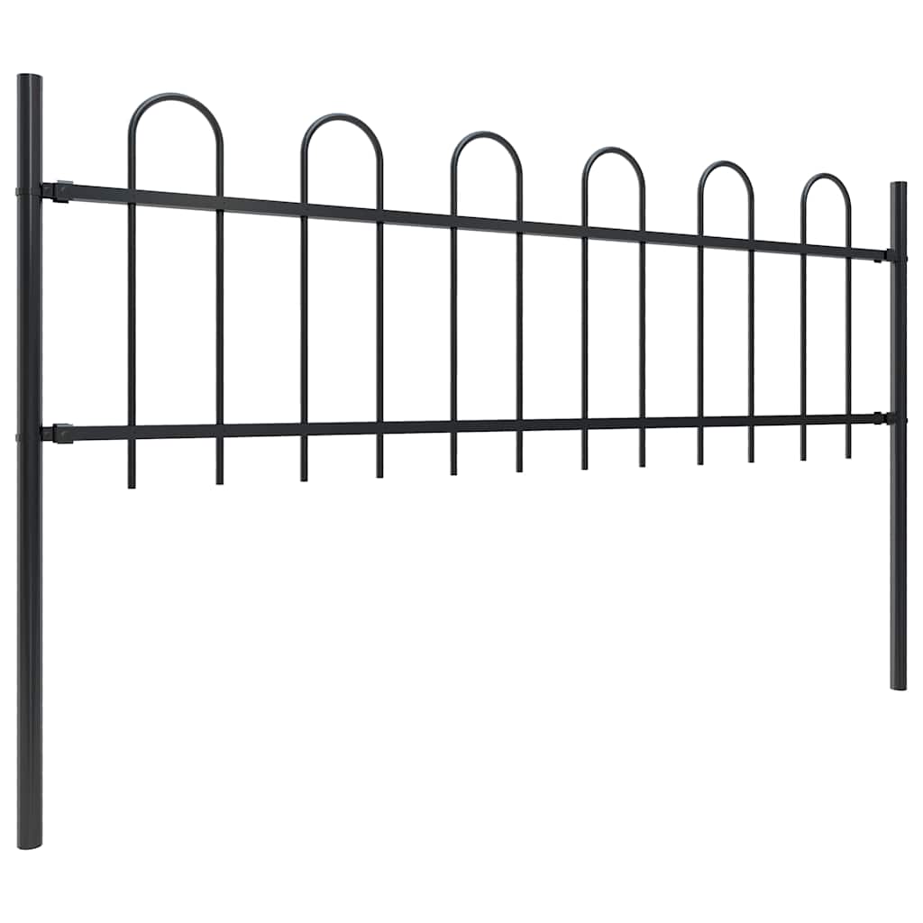 Recinzione da Giardino in Acciaio con Parte Superiore ad Anello 359x60 cm Nero