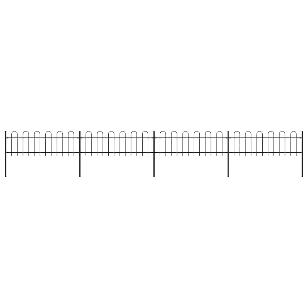 Recinzione da Giardino in Acciaio con Parte Superiore ad Anello 714,5x60 cm Nero