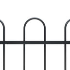 Recinzione da Giardino in Acciaio con Parte Superiore ad Anello 714,5x60 cm Nero