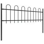 Recinzione da Giardino in Acciaio con Punte Tonde 1020x60 cm Nera