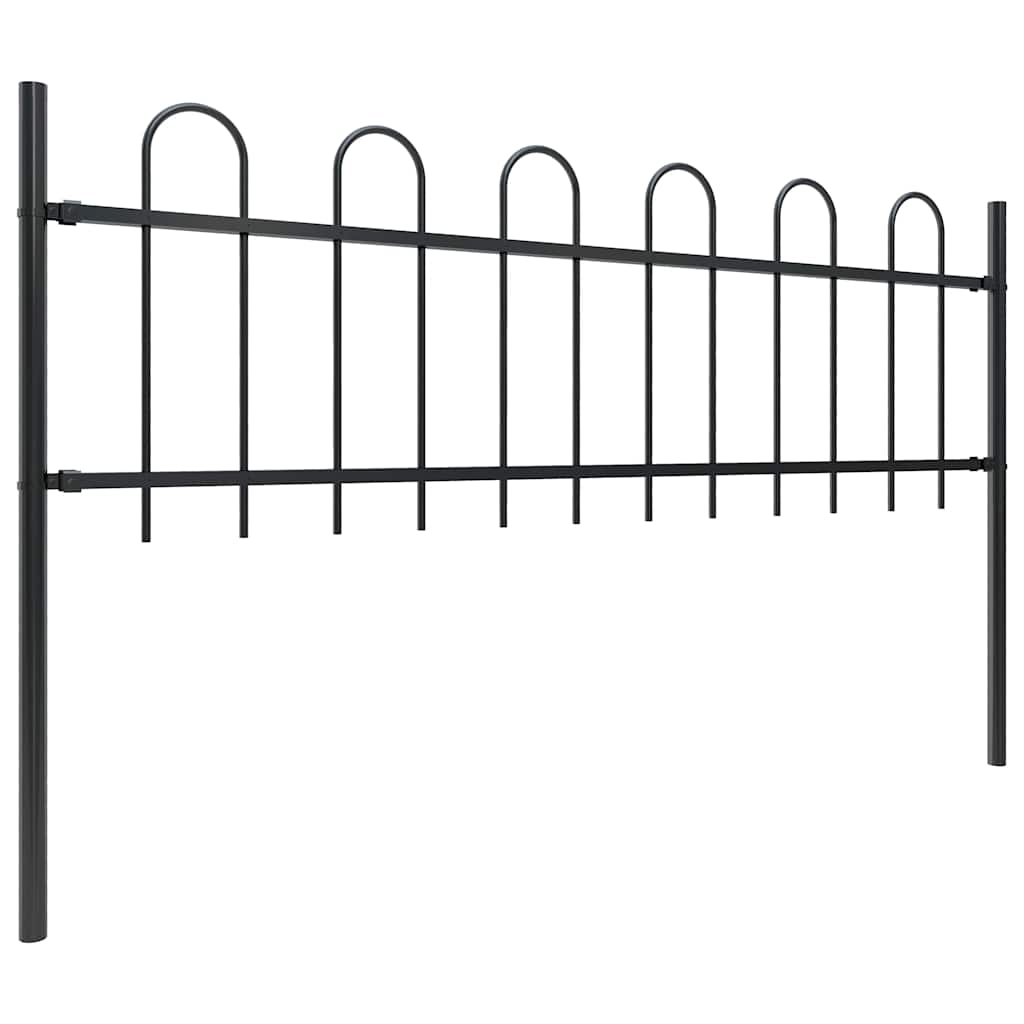Recinzione da Giardino in Acciaio con Punte Tonde 1020x60 cm Nera
