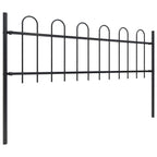 Recinzione da Giardino in Acciaio con Punte Tonde 1426x60 cm Nera