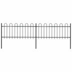 Recinzione da Giardino in Acciaio con Parte Superiore ad Anello 359x80 cm Nero