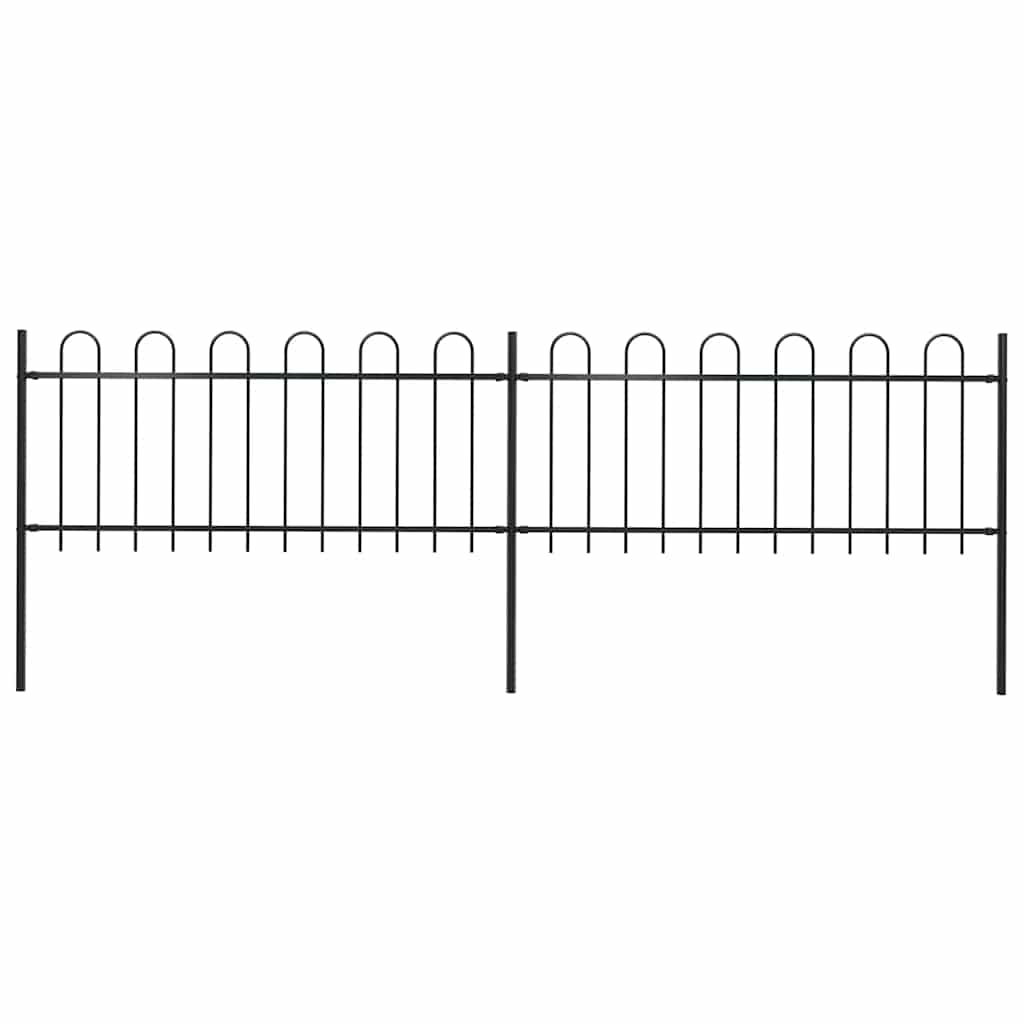Recinzione da Giardino in Acciaio con Parte Superiore ad Anello 359x80 cm Nero