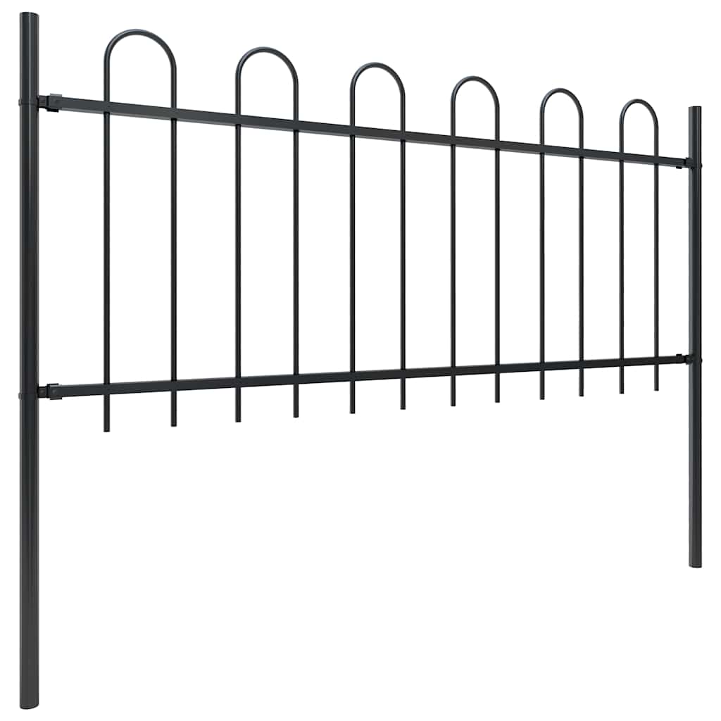 Recinzione da Giardino in Acciaio con Parte Superiore ad Anello 359x80 cm Nero
