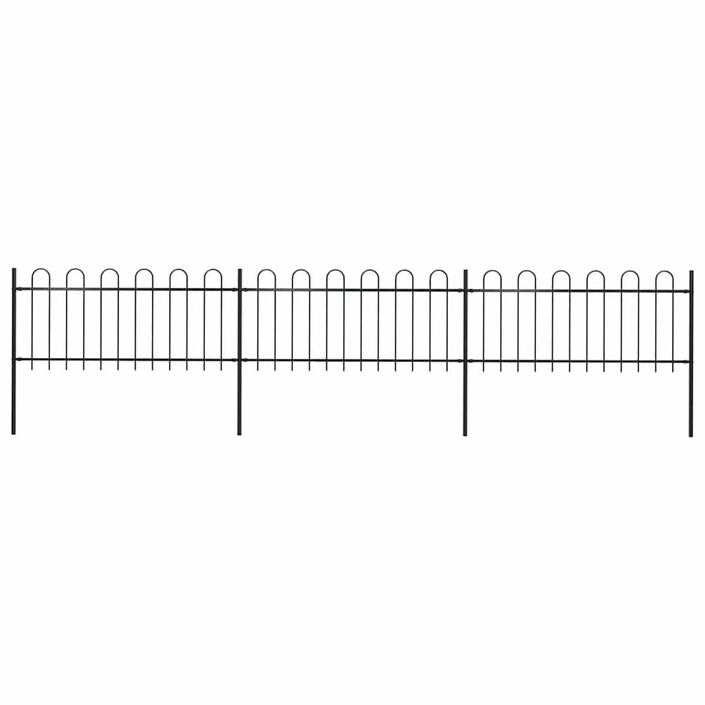 Recinzione da Giardino in Acciaio con Parte Superiore ad Anello 537x80 cm Nera