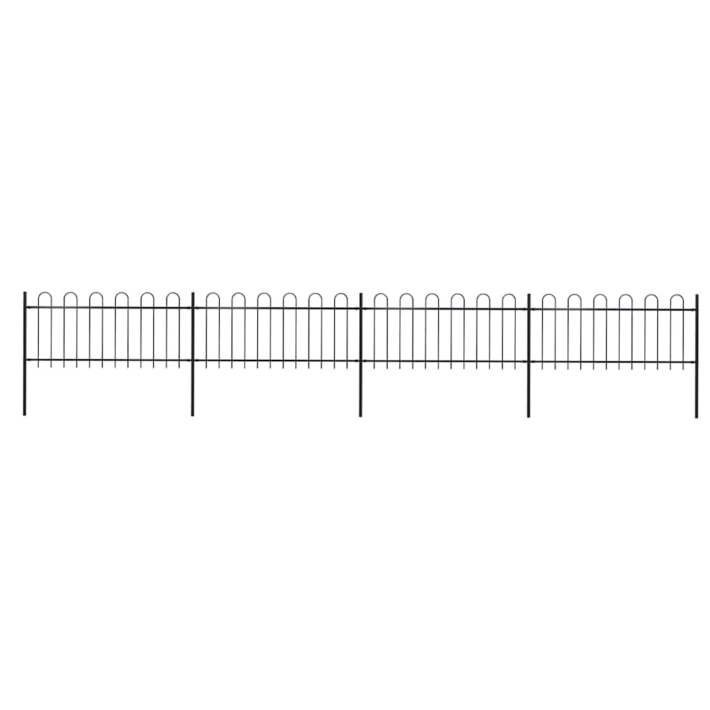 Recinzione da Giardino in Acciaio con Parte Superiore ad Anello 714,5x80 cm Nero