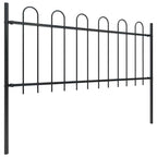 Recinzione da Giardino in Acciaio con Parte Superiore ad Anello 714,5x80 cm Nero