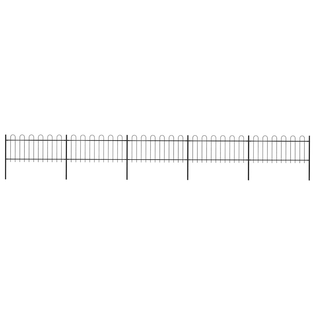 Recinzione da Giardino in Acciaio con Parte Superiore ad Anello 892,5x80 cm Nero